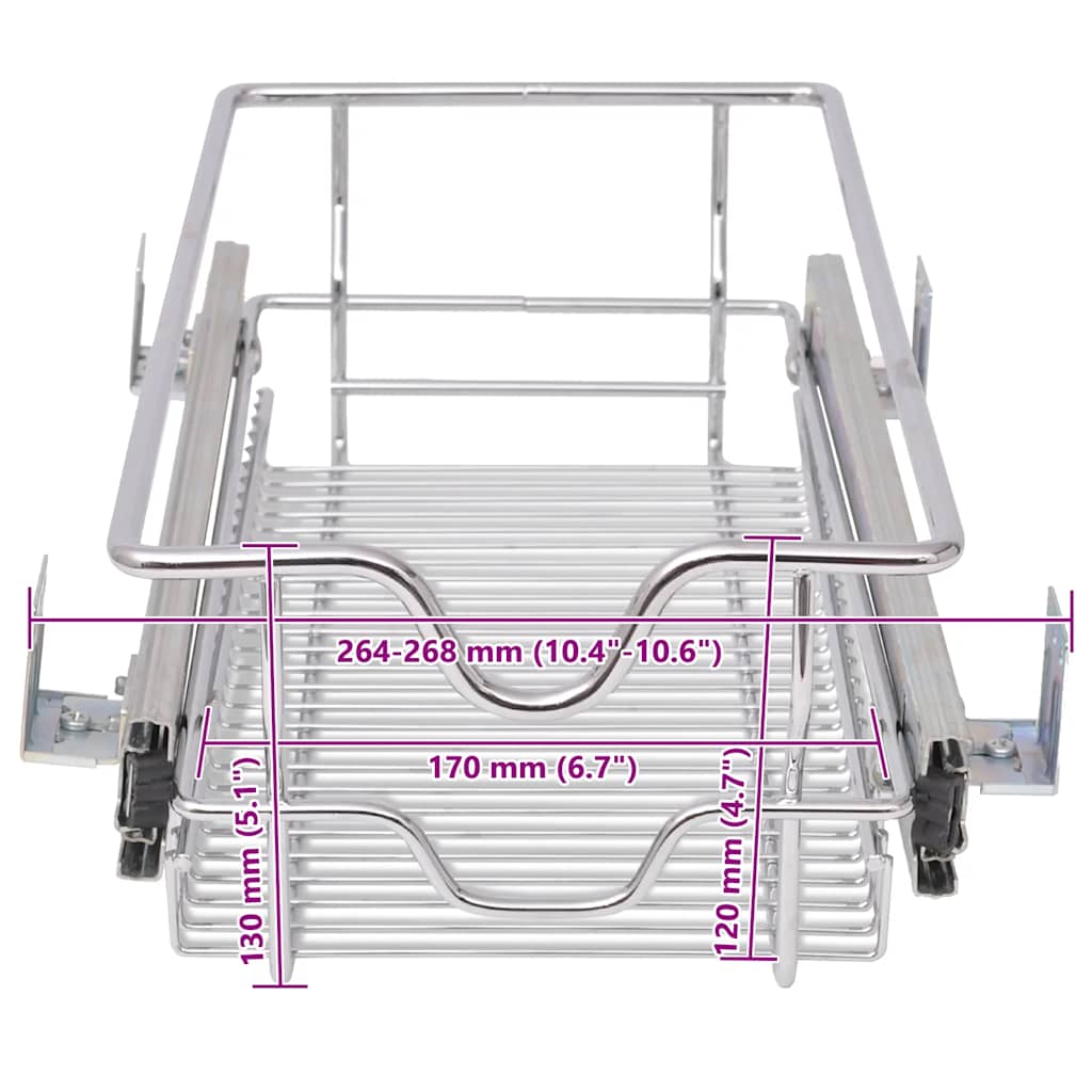 vidaXL Draadmanden uittrekbaar 2 st 45 cm zilverkleurig