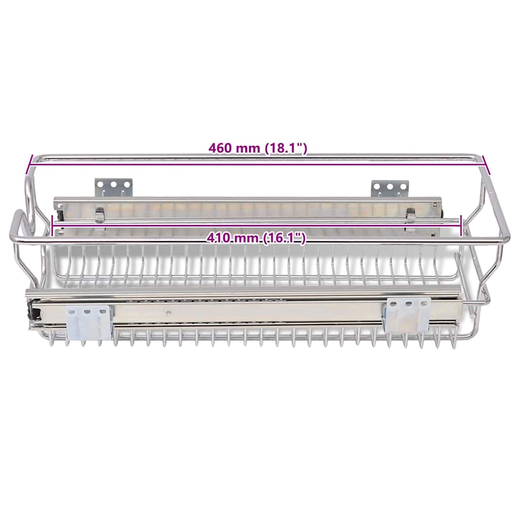 vidaXL Draadmanden uittrekbaar 2 st 45 cm zilverkleurig