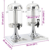 vidaXL Dubbele sapdispenser roestvrij staal 2x8 L