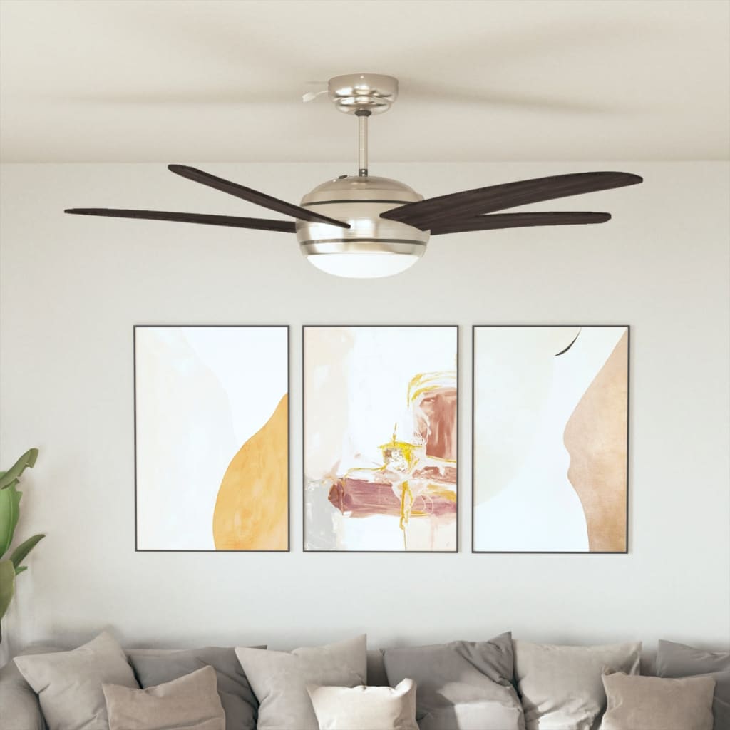 vidaXL Plafondventilator met lamp 82 cm lichtbruin
