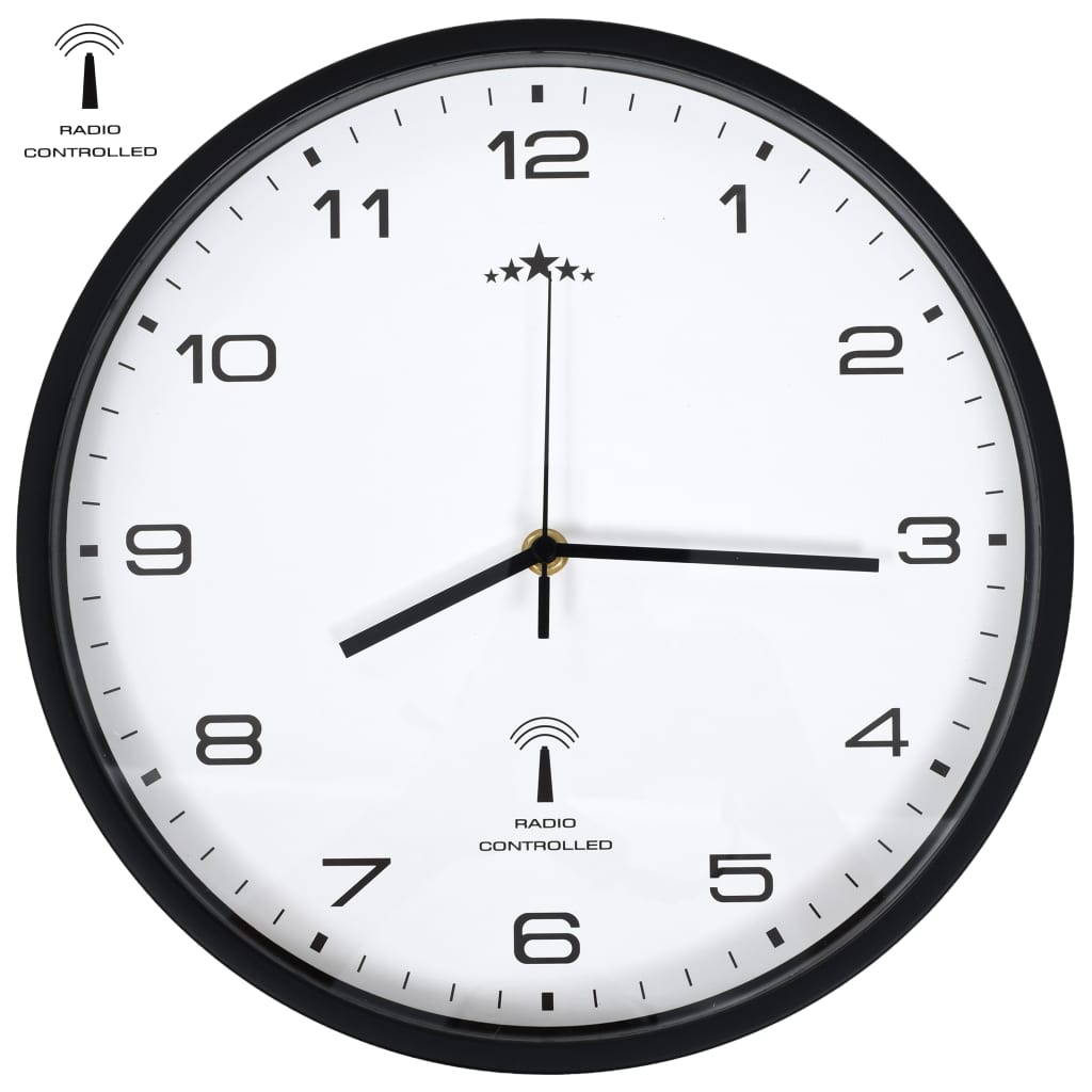 vidaXL Wandklok met quartz uurwerk radiogestuurd 31 cm wit