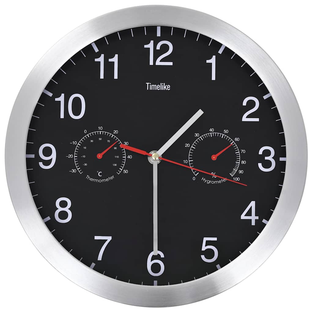 vidaXL Wandklok met quartz-mechanisme hygrometer thermometer 30 cm wit