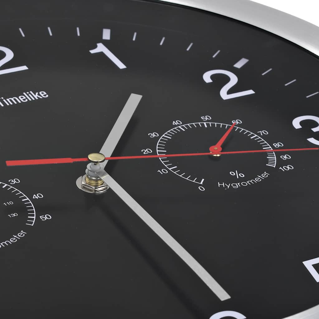 vidaXL Wandklok met quartz-mechanisme hygrometer thermometer 30 cm wit