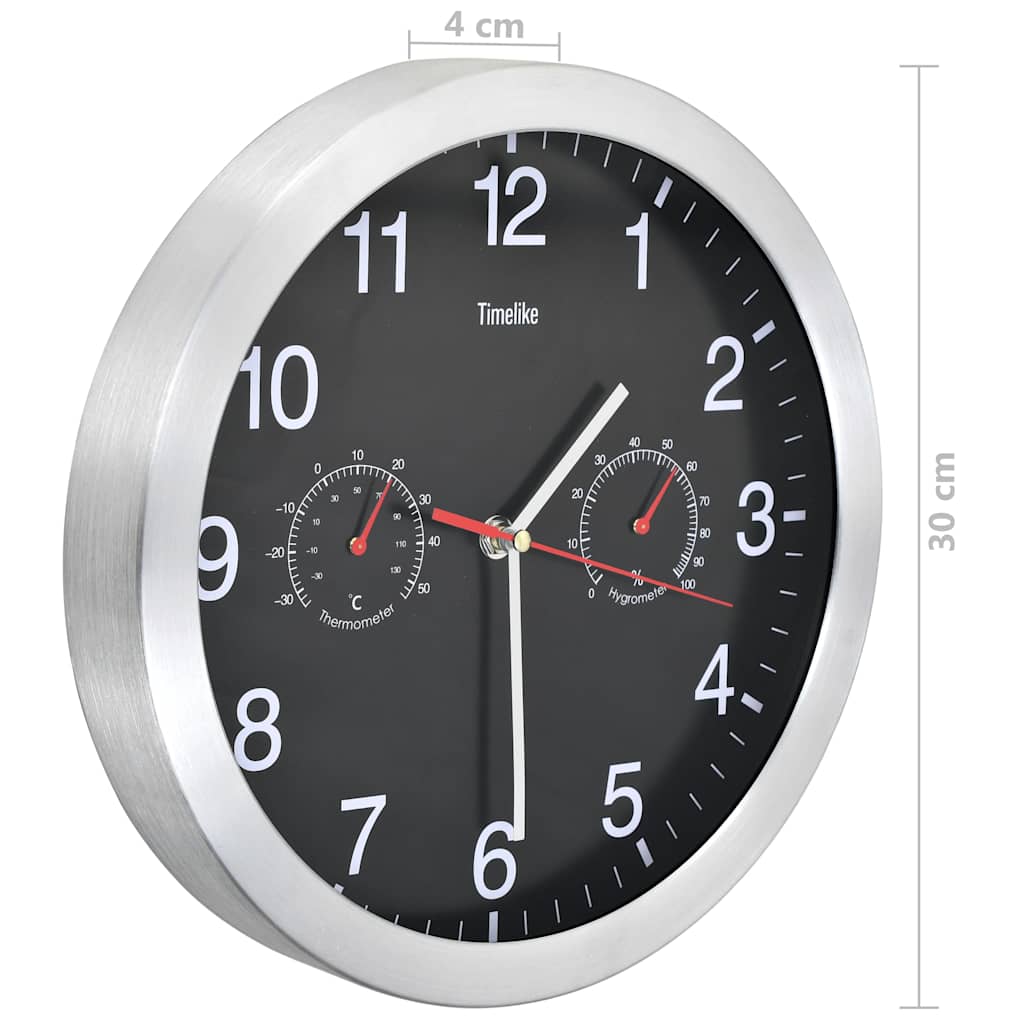 vidaXL Wandklok met quartz-mechanisme hygrometer thermometer 30 cm wit