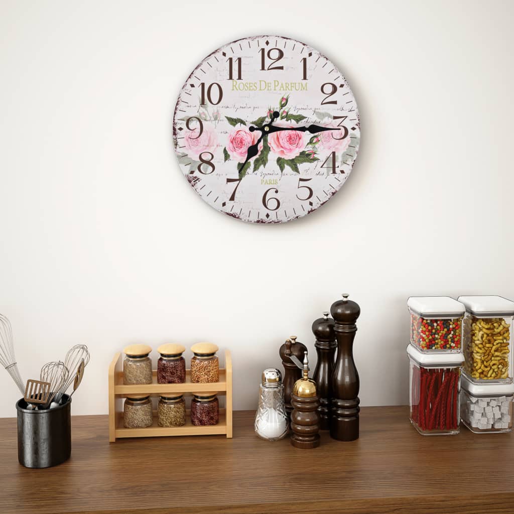 vidaXL Wandklok vintage stijl 60 cm bloemen