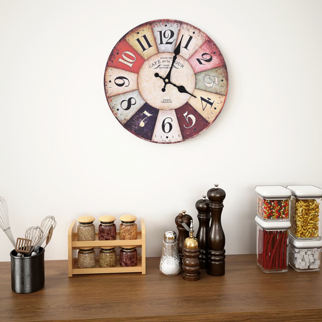 vidaXL Wandklok vintage stijl 60 cm bloemen