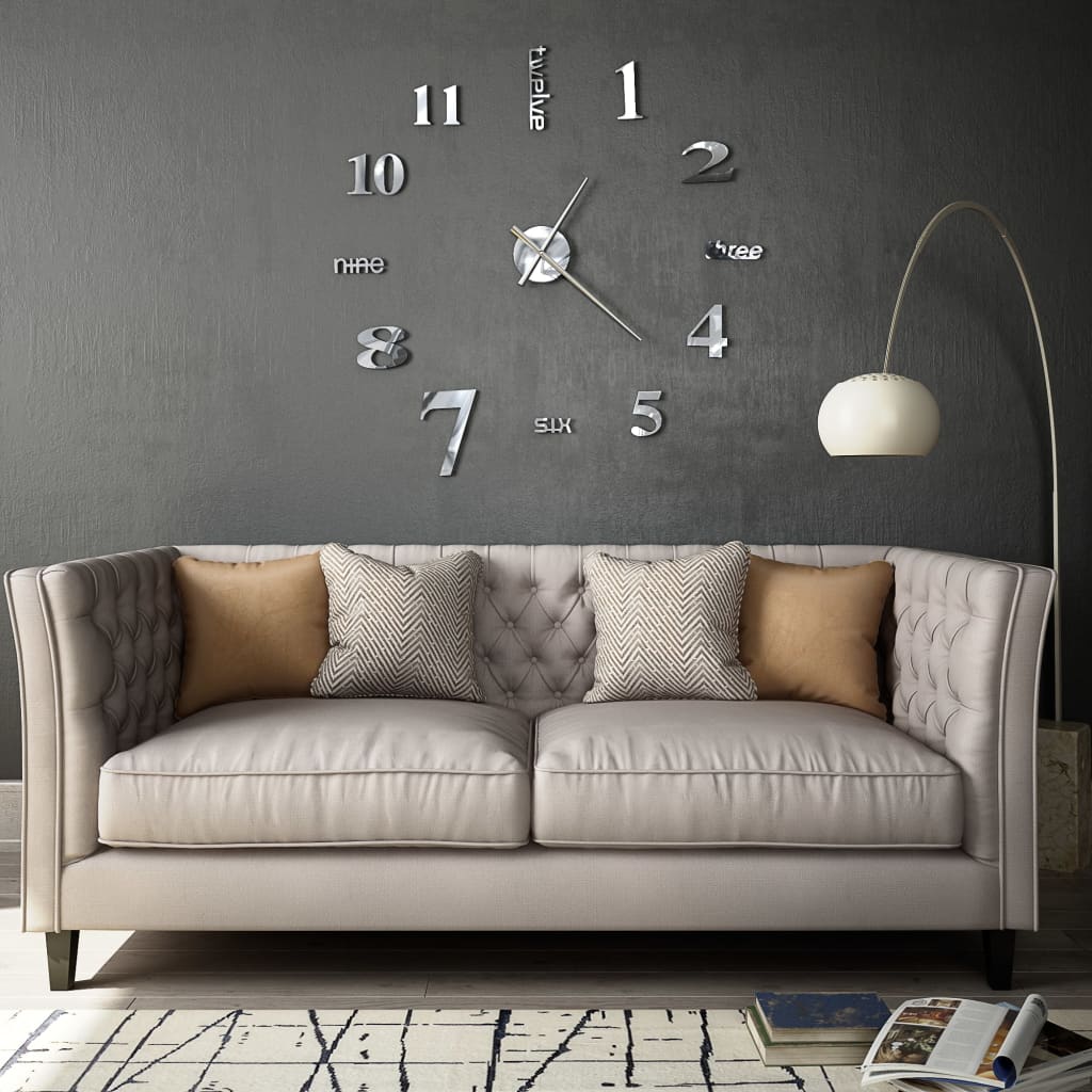 vidaXL 3D-wandklok 100 cm XXL modern zwart