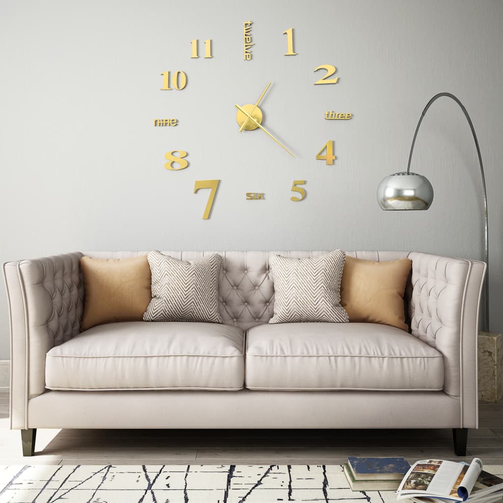 vidaXL 3D-wandklok 100 cm XXL modern zwart