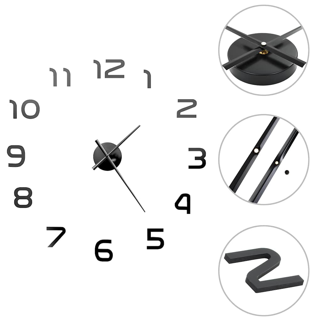vidaXL 3D-wandklok 100 cm XXL modern zilverkleurig