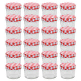 vidaXL Jampotten met wit met rode deksels 24 st 110 ml glas