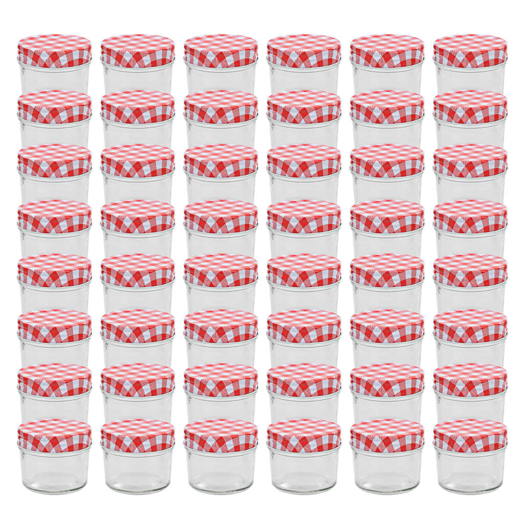 vidaXL Jampotten met wit met rode deksels 24 st 110 ml glas