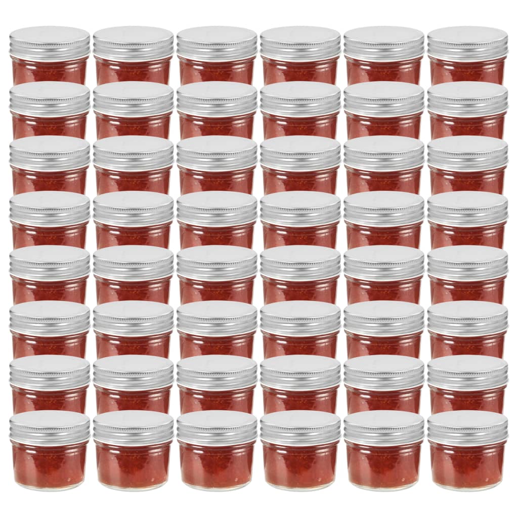 vidaXL Jampotten met wit met rode deksels 24 st 110 ml glas