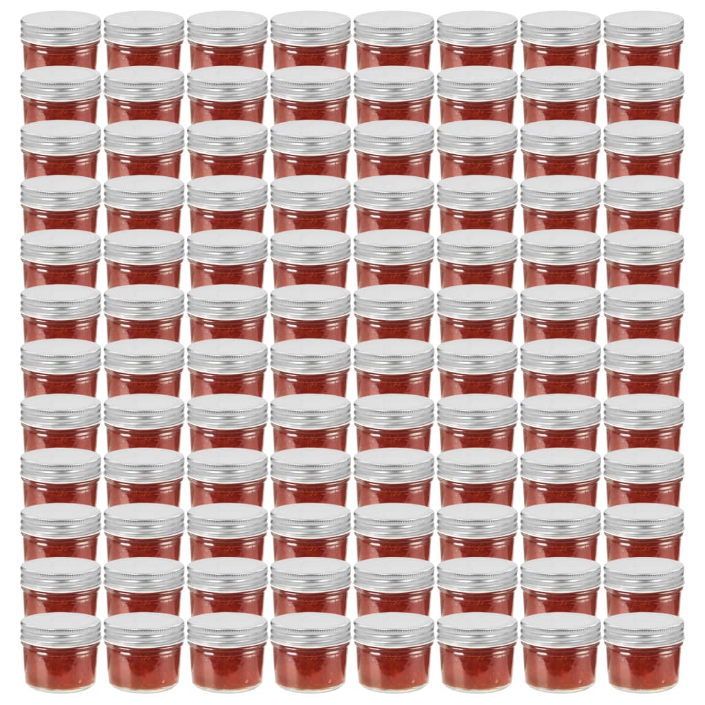 vidaXL Jampotten met wit met rode deksels 24 st 110 ml glas