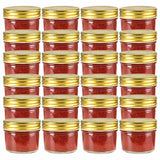 vidaXL Jampotten met wit met rode deksels 24 st 110 ml glas