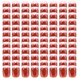 vidaXL Jampotten met wit met rode deksels 48 st 230 ml glas