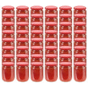 vidaXL Jampotten met wit met rode deksels 48 st 230 ml glas