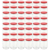 vidaXL Jampotten met wit met rode deksels 48 st 230 ml glas