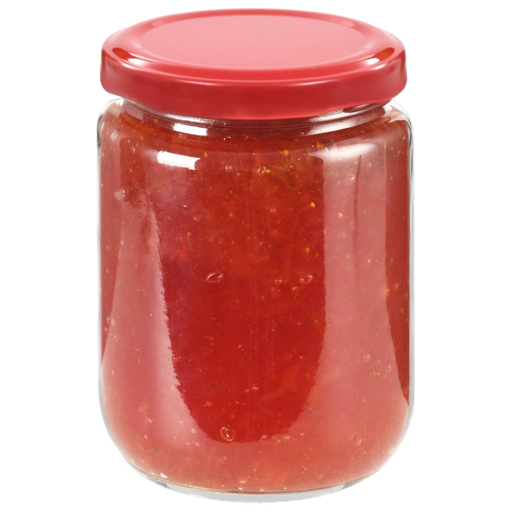 vidaXL Jampotten met wit met rode deksels 48 st 230 ml glas