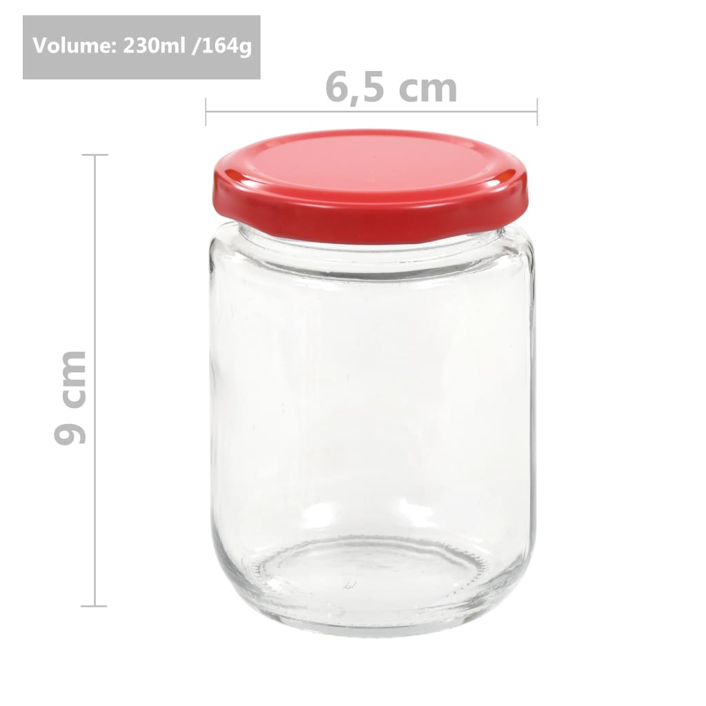 vidaXL Jampotten met wit met rode deksels 48 st 230 ml glas