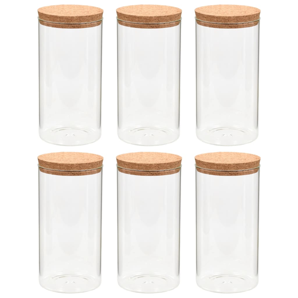 vidaXL Storage Jars with Cork Lid 6 pcs 650 ml Glass