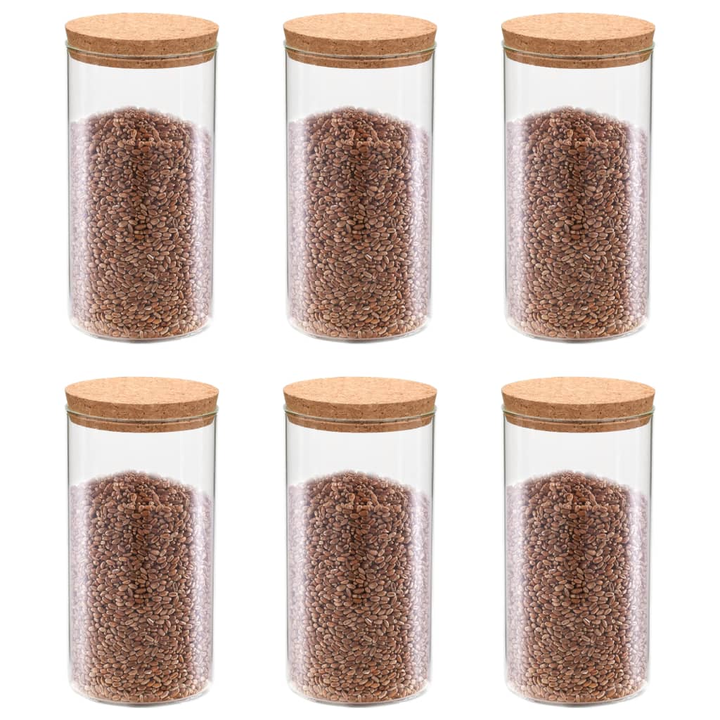 vidaXL Storage Jars with Cork Lid 6 pcs 650 ml Glass