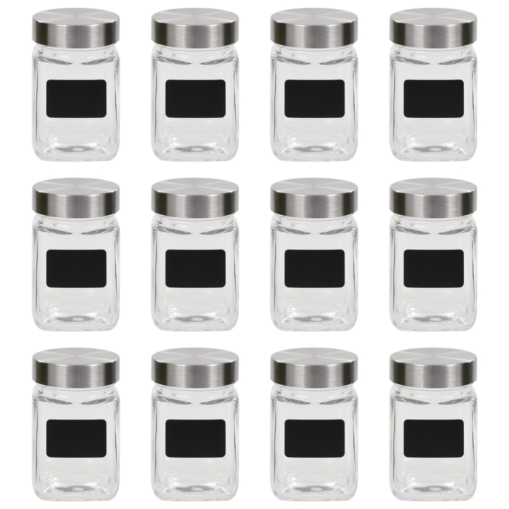 vidaXL Storage Jars with Stickers 12 pcs 300 ml