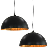 vidaXL Plafondlampen 2 st halfrond E27 40 cm zwart en goudkleurig