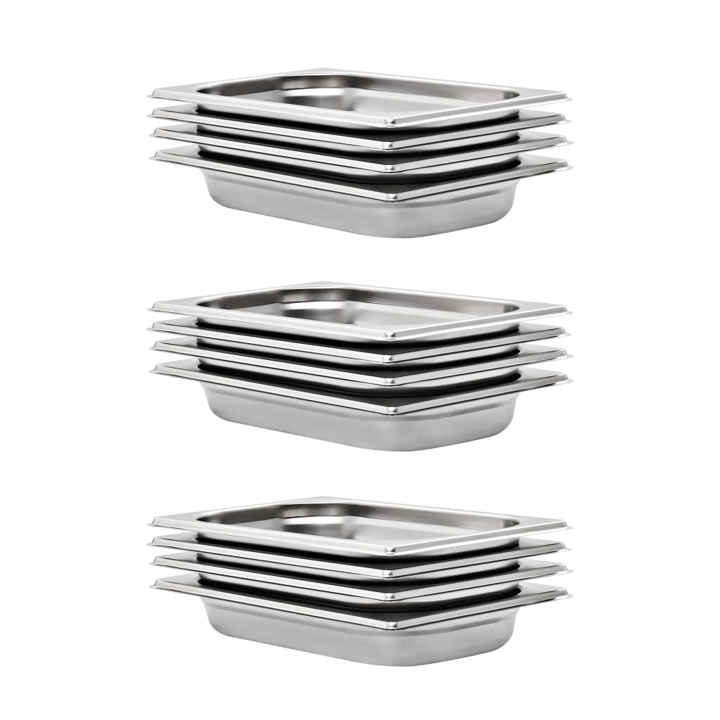 vidaXL Gastronormbakken 12 st GN 1/4 20 mm roestvrij staal