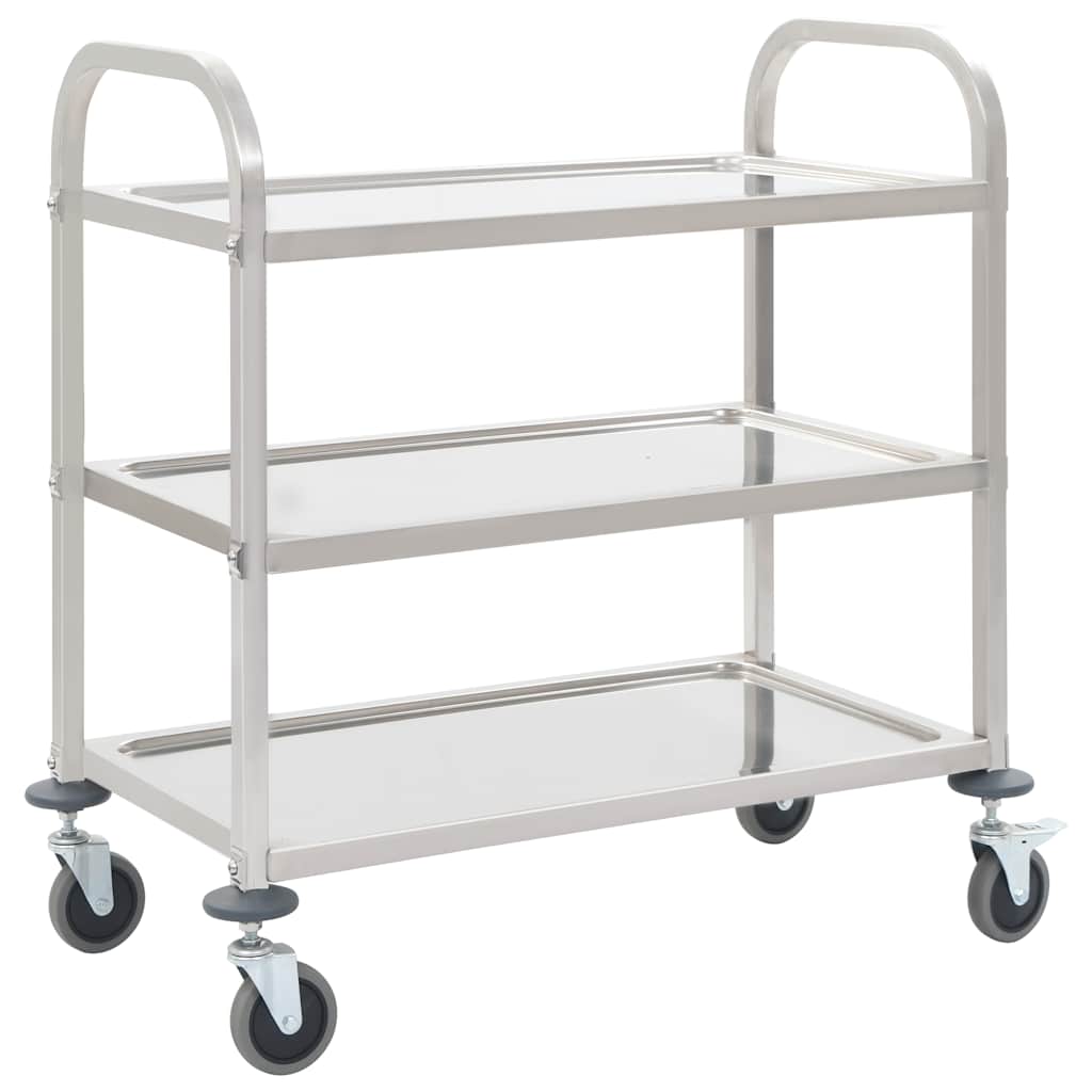 vidaXL Keukentrolley 2-laags 96,5x55x90 cm roestvrij staal