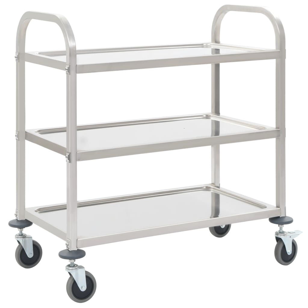 vidaXL Keukentrolley 2-laags 96,5x55x90 cm roestvrij staal