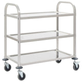vidaXL Keukentrolley 2-laags 96,5x55x90 cm roestvrij staal