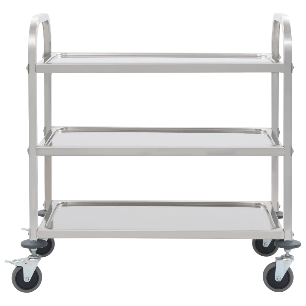 vidaXL Keukentrolley 2-laags 96,5x55x90 cm roestvrij staal