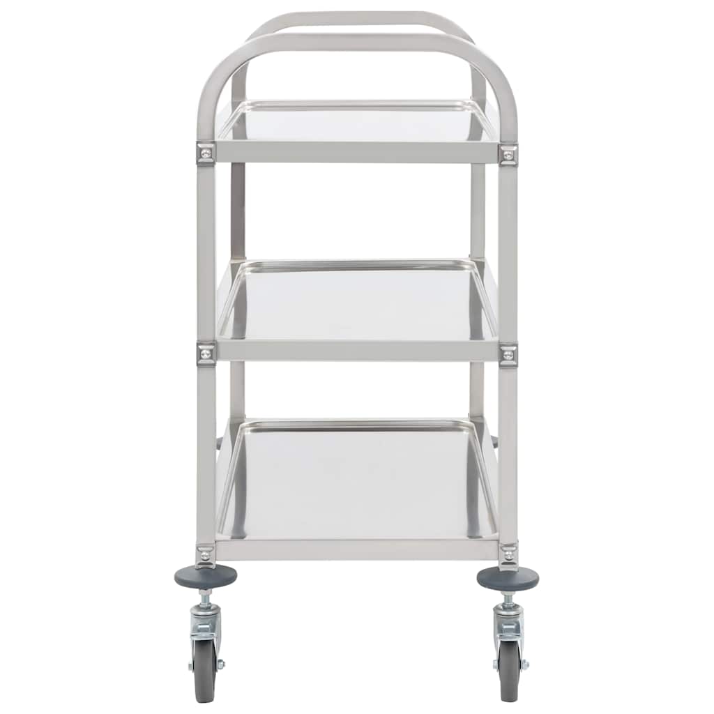 vidaXL Keukentrolley 2-laags 96,5x55x90 cm roestvrij staal