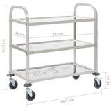 vidaXL Keukentrolley 2-laags 96,5x55x90 cm roestvrij staal