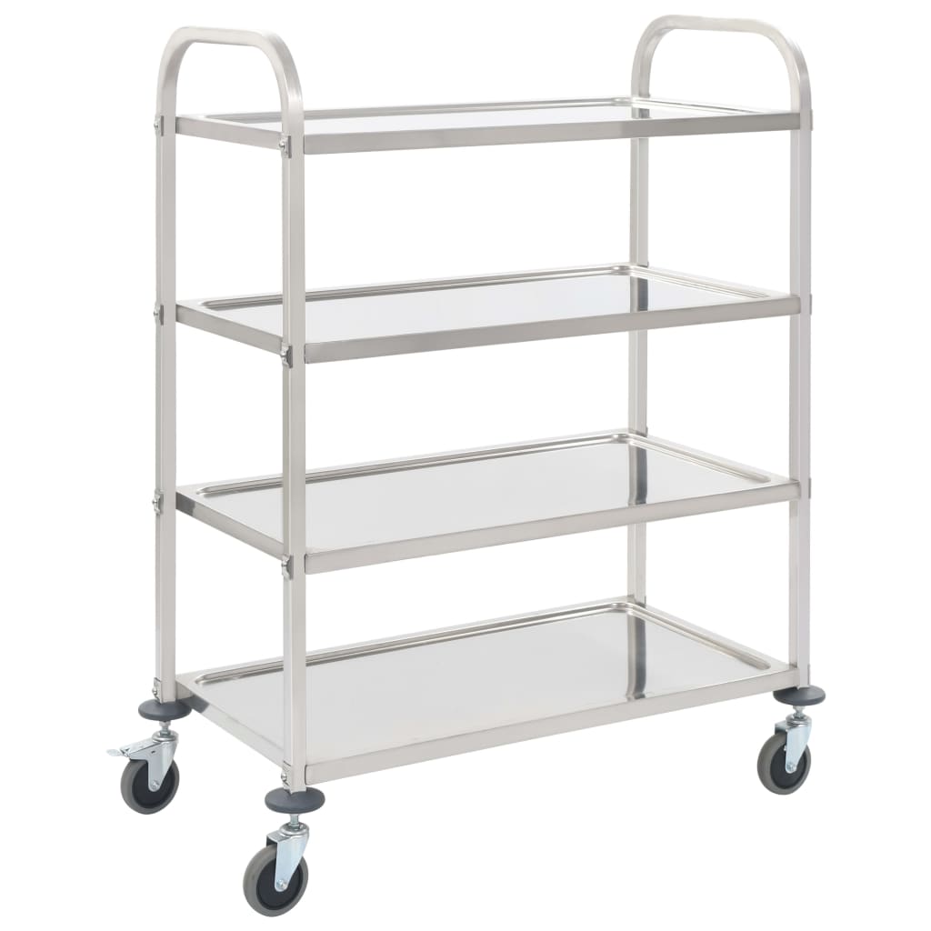 vidaXL Keukentrolley 2-laags 96,5x55x90 cm roestvrij staal