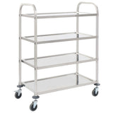 vidaXL Keukentrolley 2-laags 96,5x55x90 cm roestvrij staal