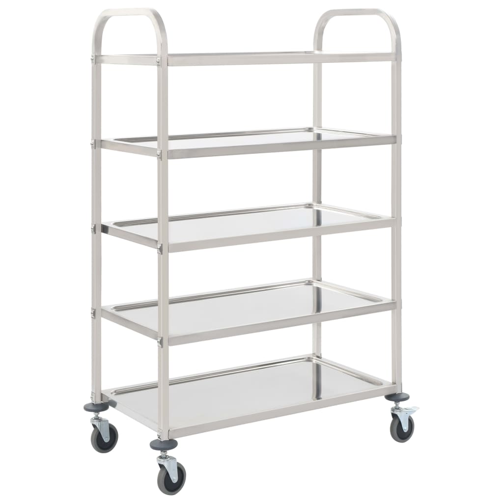vidaXL Keukentrolley 2-laags 96,5x55x90 cm roestvrij staal