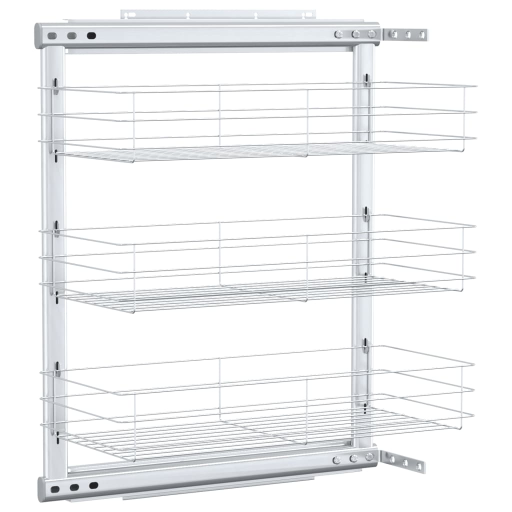 vidaXL Draadmand uittrekbaar 3-laags 47x15,5x55,5 cm zilverkleurig
