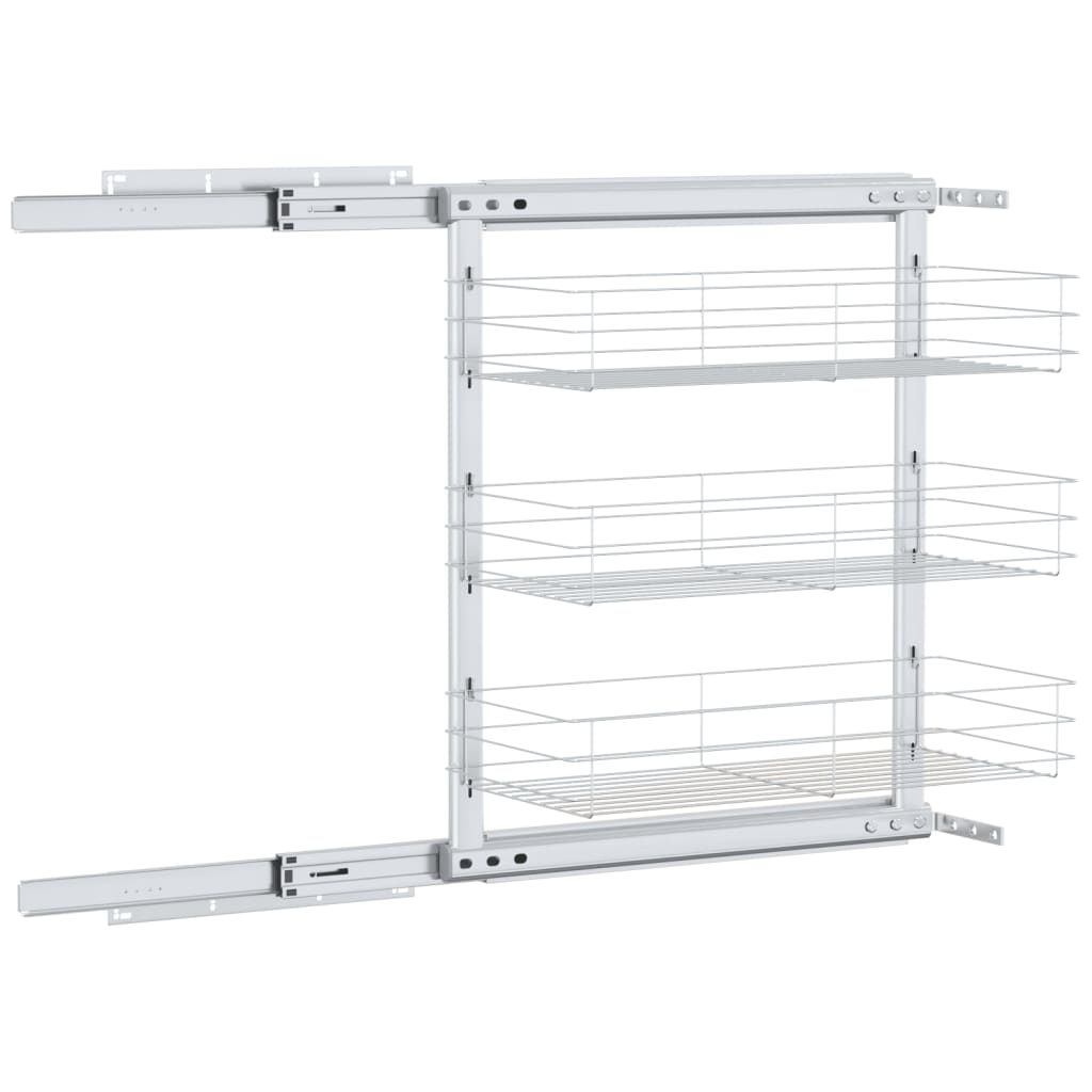 vidaXL Draadmand uittrekbaar 3-laags 47x15,5x55,5 cm zilverkleurig