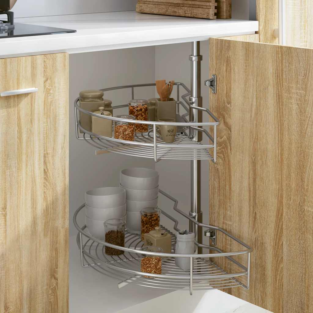 vidaXL Wire Basket Kitchen 2-tier 180 degrees 75x38x80 cm silver-colored