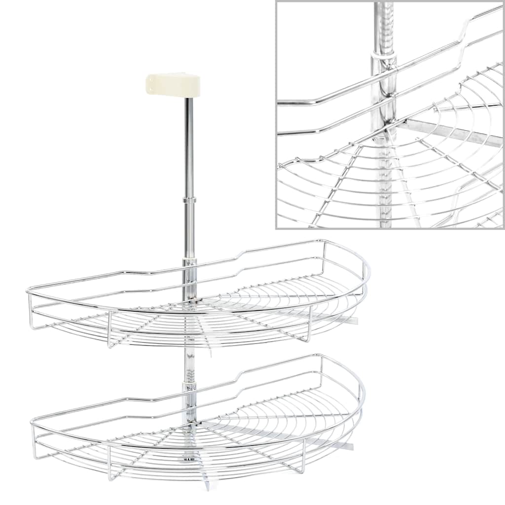 vidaXL Wire Basket Kitchen 2-tier 180 degrees 75x38x80 cm silver-colored