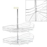 vidaXL Wire Basket Kitchen 2-tier 180 degrees 75x38x80 cm silver-colored