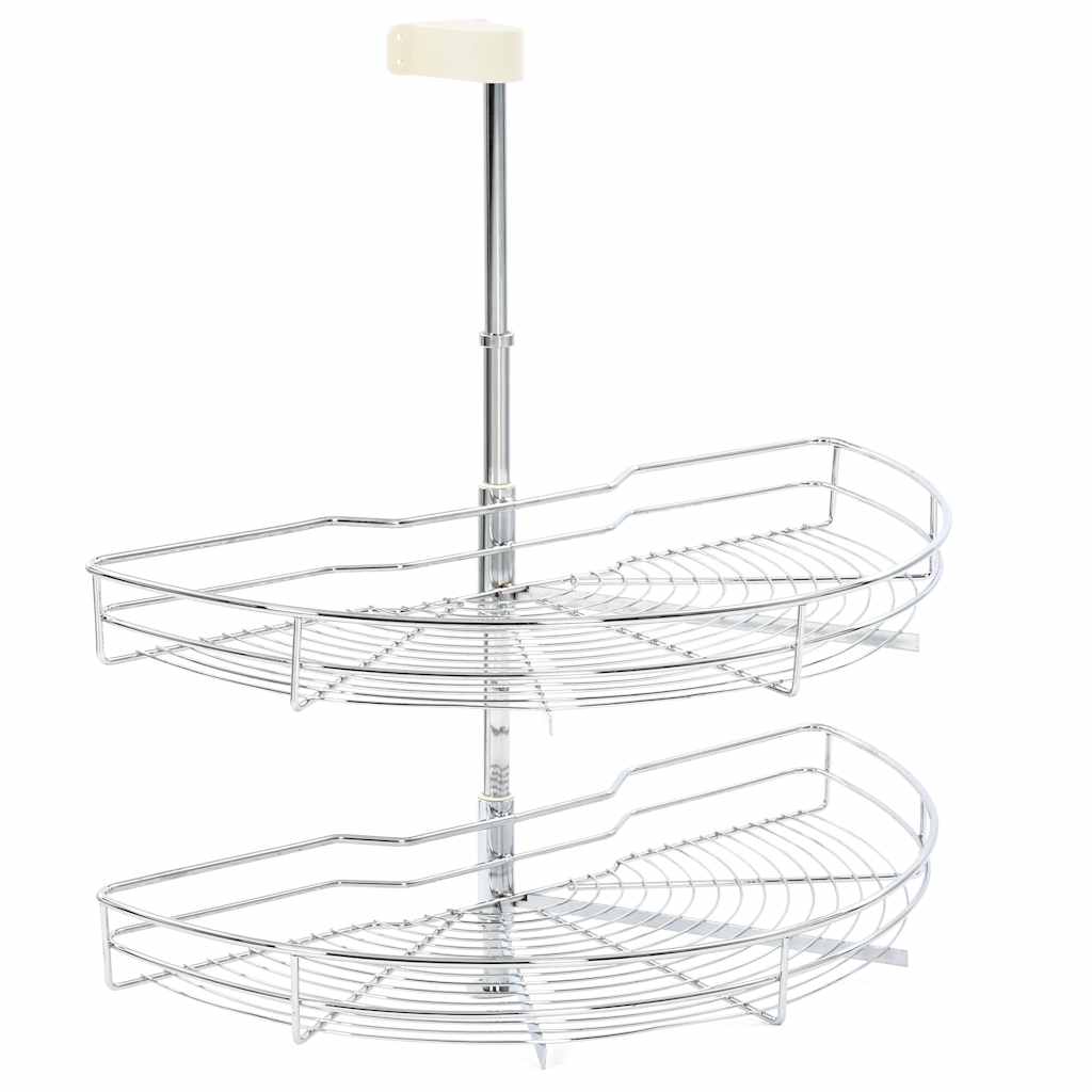 vidaXL Wire Basket Kitchen 2-tier 180 degrees 75x38x80 cm silver-colored