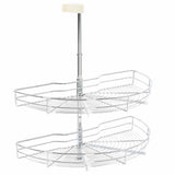 vidaXL Wire Basket Kitchen 2-tier 180 degrees 75x38x80 cm silver-colored