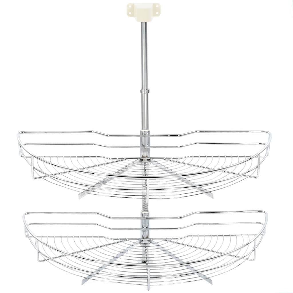 vidaXL Wire Basket Kitchen 2-tier 180 degrees 75x38x80 cm silver-colored