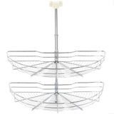 vidaXL Wire Basket Kitchen 2-tier 180 degrees 75x38x80 cm silver-colored