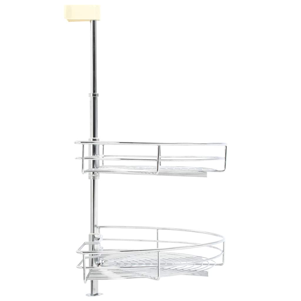 vidaXL Wire Basket Kitchen 2-tier 180 degrees 75x38x80 cm silver-colored