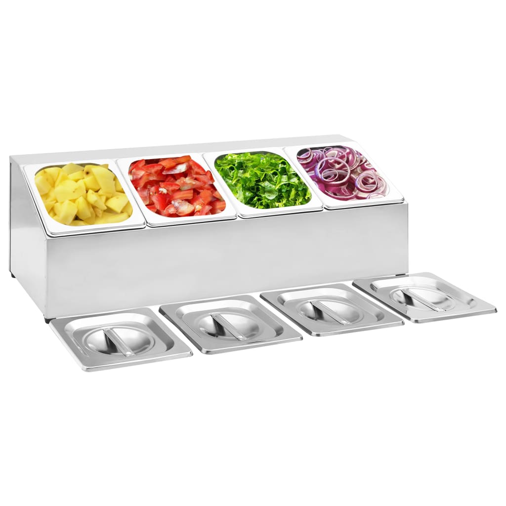 vidaXL Gastronorm Pan Holder with 3 GN 1/6 Pans Stainless Steel