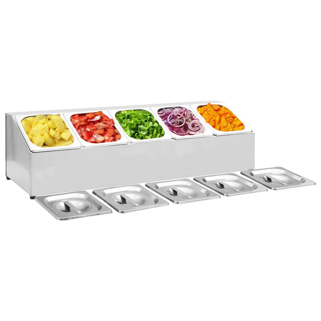 vidaXL Gastronorm Pan Holder with 3 GN 1/6 Pans Stainless Steel