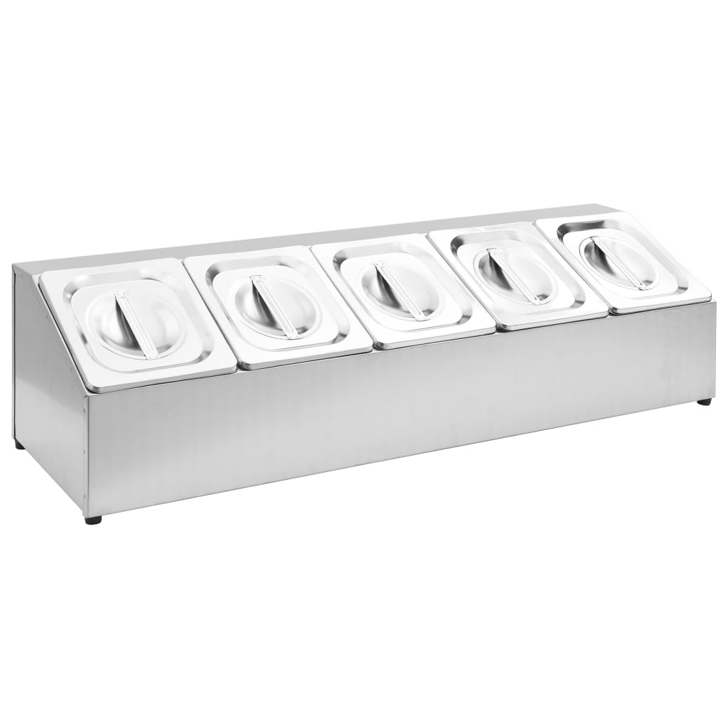 vidaXL Gastronorm Pan Holder with 3 GN 1/6 Pans Stainless Steel